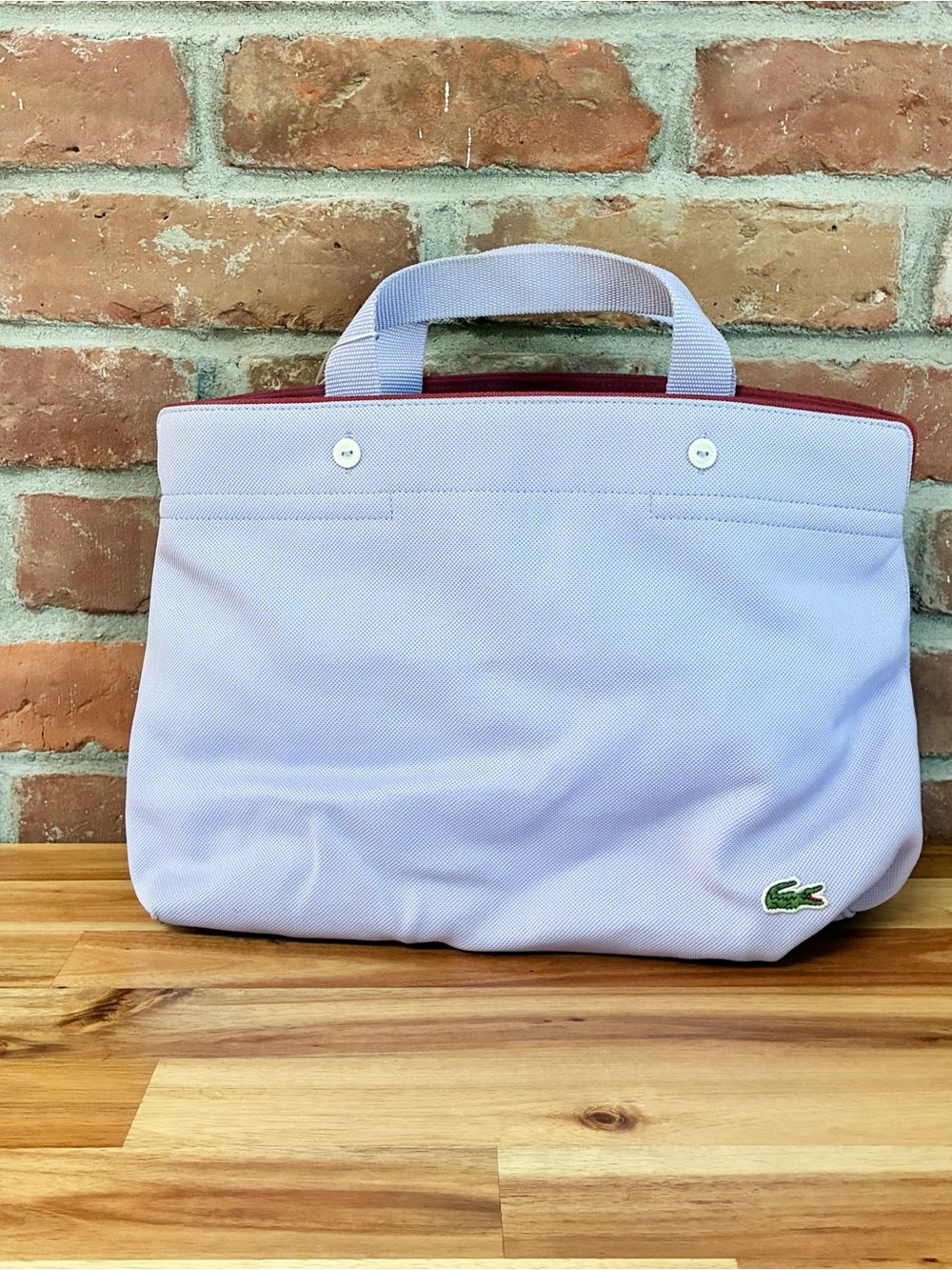Lacoste White Tag with Green and Red Crocodile Logo